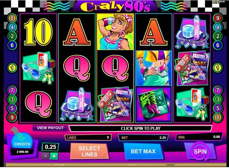Crazy 80’s Slot Machine with All the Crazy Stuff